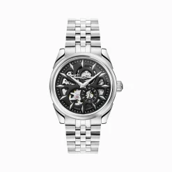 Clearance Automatikuhr mit 41 mm und schwarzem Zifferblatt silberfarben Herren Uhren|Uhren